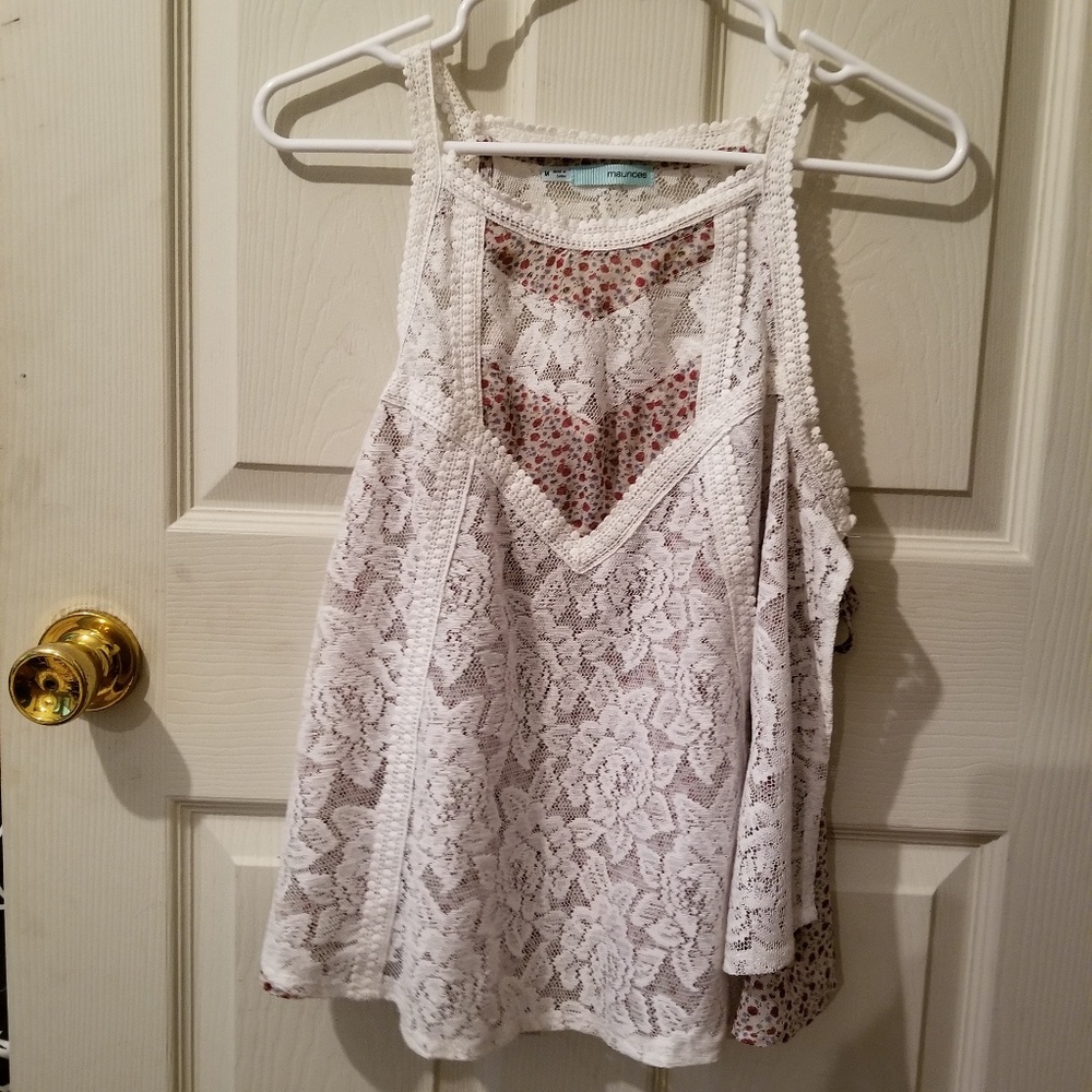 Red White and Blue Rose Printed Tank Top